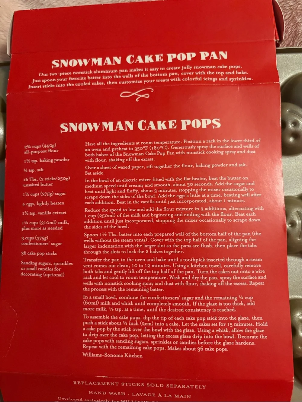 Williams Sonoma Snowman Cake Pop Pan - Red and Silver